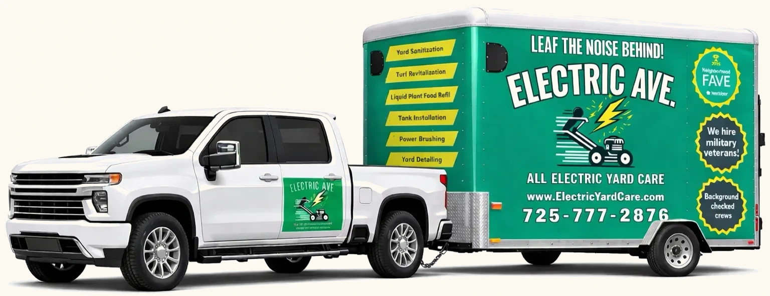 Electric Avenue Yard Care truck and trailer